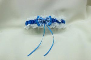 Подвязка невесты белая с голубым