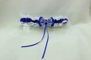Подвязка невесты белая с синим