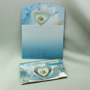 Пригласительные свадебные конверты голубые