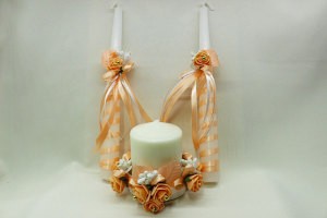 Семейный очаг, свадебные свечи персиковые