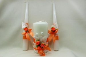 Семейный очаг, свадебные свечи оранжевые