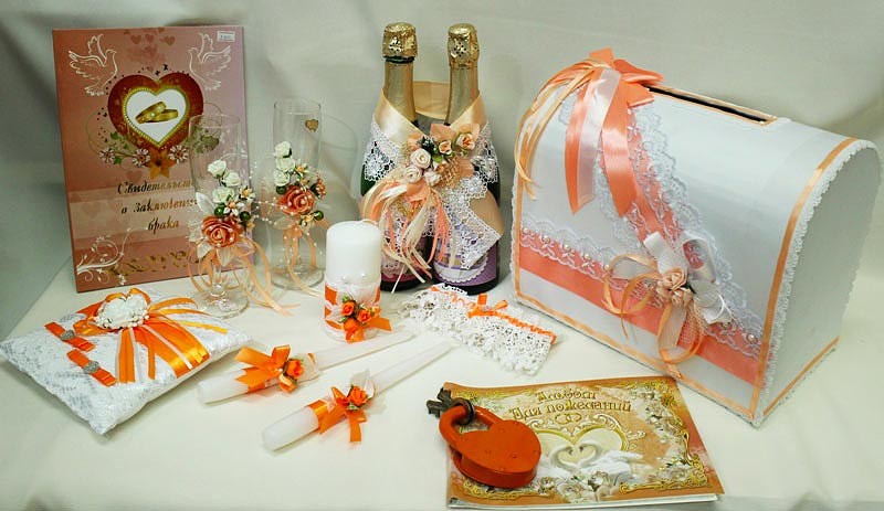 Набор свадебный персиковый оранжевый